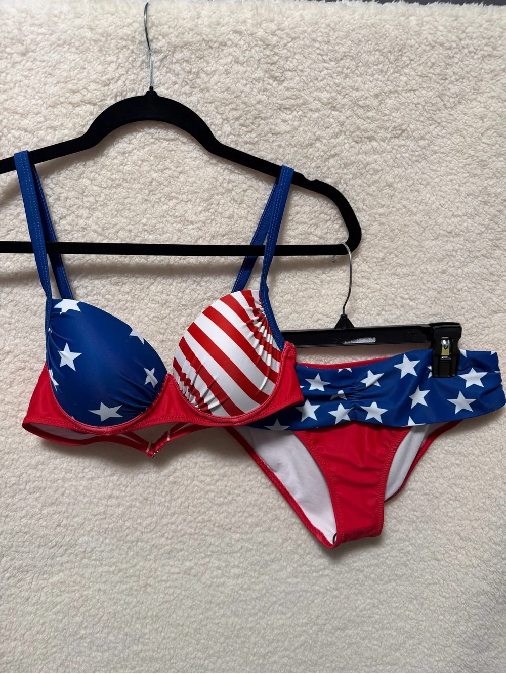 Patriotic Stars & Stripes Women's Bikini Set - Red, White & Blue Size Small NWOT